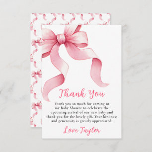 Carte De Remerciements Baby shower rose Coquette Bow