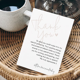 Carte De Remerciements Baby shower rose de script moderne