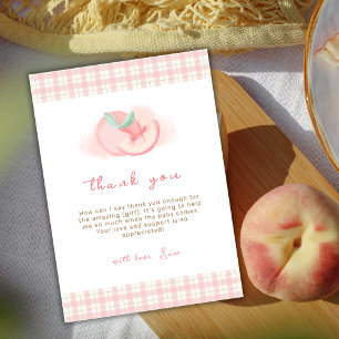 Carte De Remerciements Baby shower rose En vichy rose doux