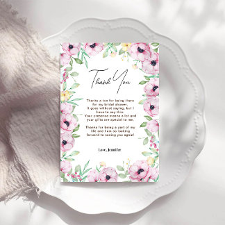 Carte De Remerciements Baby Shower Rose Floral de Mariage