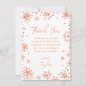Carte De Remerciements Baby shower rose Gold Snowflakes (Devant)
