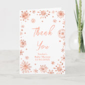 Carte De Remerciements Baby shower rose Gold Snowflakes (Devant)