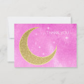 Carte de remerciements Baby shower rose Lune & Éto (Dos)