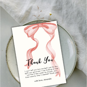 Carte De Remerciements Baby shower rose moderne élégante Bow Girl
