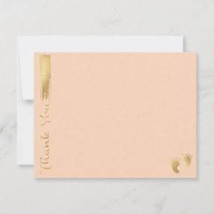 Carte de remerciements baby shower "Rose/Or"