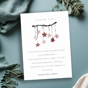 Carte De Remerciements Baby shower rose pâle mini-étoile mobile