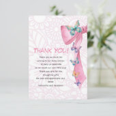 Carte De Remerciements Baby shower rose papillon (Debout devant)