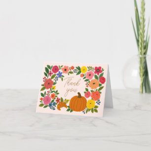 Carte De Remerciements Baby shower rose petit Citrouille