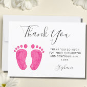 Carte De Remerciements Baby shower rose pieds bébé