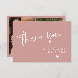 Carte De Remerciements Baby shower rose roux/Rose