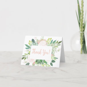 Carte de remerciements Baby shower rose Succulent