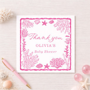 Carte De Remerciements Baby-Shower Rose sur le thème de la Côte