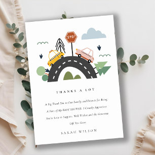 Carte De Remerciements Baby shower routier des voitures urbaines de la vi