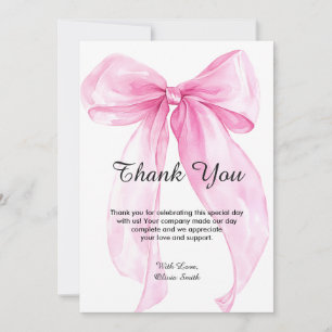 Carte De Remerciements Baby Shower Ruban Arc-en-ciel Rose