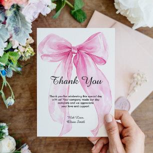 Carte De Remerciements Baby Shower Ruban Arc-en-ciel Rose