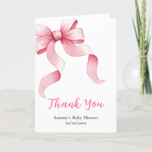 Carte De Remerciements Baby Shower Ruban Coquette Rose