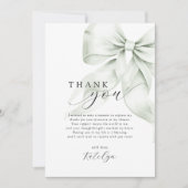 Carte De Remerciements Baby Shower Ruban Vert (Devant)