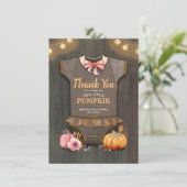 Carte De Remerciements Baby shower Rustique Automne Citrouille mignon Mer (Debout devant)