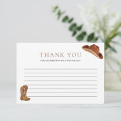 Carte De Remerciements Baby shower rustique Cowboy (Debout devant)