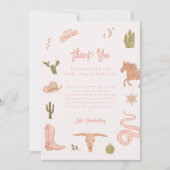 Carte De Remerciements Baby shower rustique de fille rose (Devant)