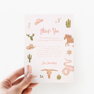 Carte De Remerciements Baby shower rustique de fille rose