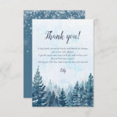 Carte De Remerciements Baby shower rustique de la forêt de pins d'hiver (Devant / Derrière)