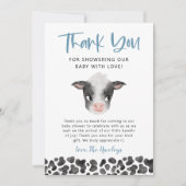Carte De Remerciements Baby shower rustique de vache-garçon (Devant)