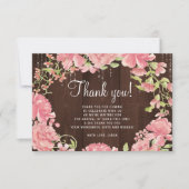 Carte De Remerciements Baby shower rustique en bois rose (Devant)