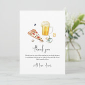 Carte De Remerciements Baby shower Rustique moderne Pizza Bières Pacifier (Debout devant)