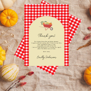 Carte De Remerciements Baby Shower Rustique Moderne Rouge à Carreaux