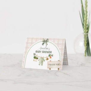 Carte De Remerciements Baby Shower Rustique Vert Produits Locaux