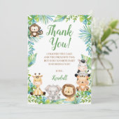 Carte de remerciements Baby shower Safari (Debout devant)