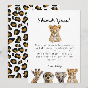 Carte De Remerciements Baby shower Safari Animaux