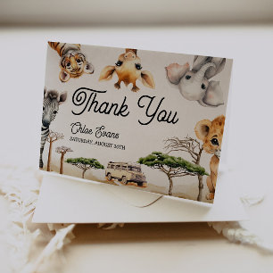 Carte De Remerciements Baby shower Safari Animaux