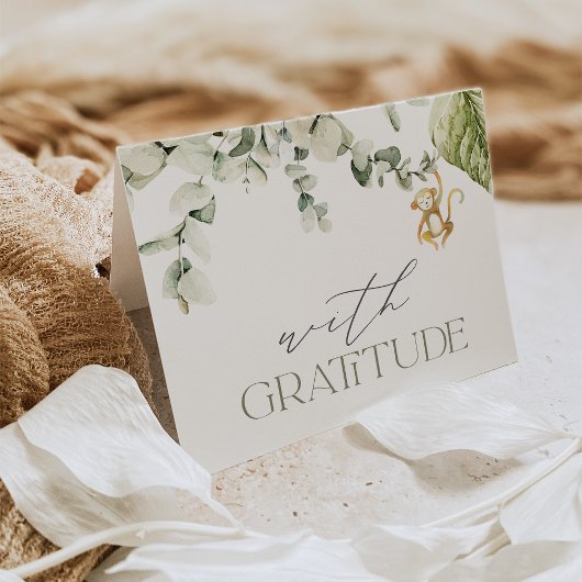 Carte De Remerciements Baby shower Safari Monkey