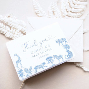 Carte De Remerciements Baby shower Safari Toile De Jouy