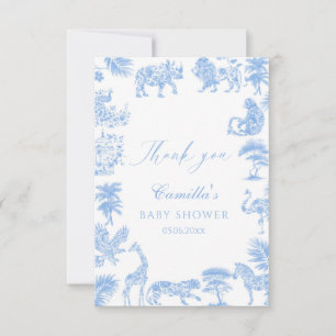 Carte De Remerciements Baby shower Safari Toile De Jouy