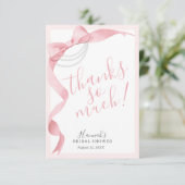 Carte De Remerciements Baby Shower Simple Coquette Rose et Perles (Debout devant)