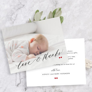 Carte De Remerciements Baby shower simple d'amour et de remerciement phot