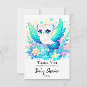 Carte De Remerciements Baby shower simple de chouette