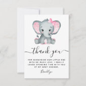 Carte De Remerciements Baby shower simple d'éléphant rose (Devant)