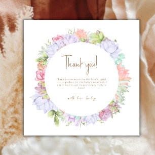 Carte De Remerciements Baby shower simple du désert de Boho Cactus