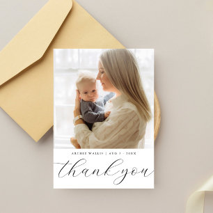 Carte De Remerciements Baby-Shower Simple et Élégant avec une Photo