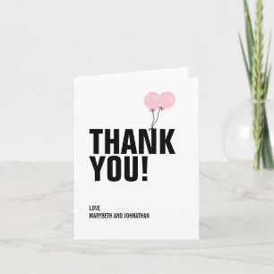 Carte de remerciements Baby shower simple rose