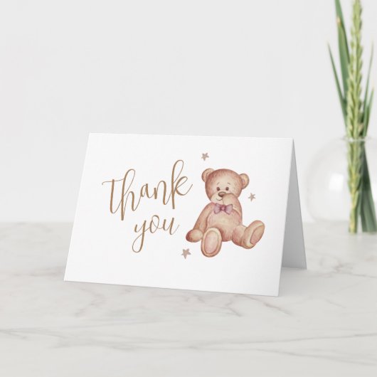 Carte De Remerciements Baby shower Simple Teddy Bear Star (Devant)