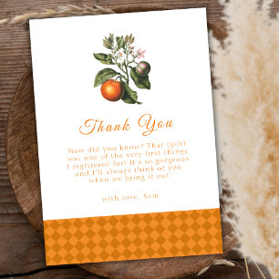 Carte De Remerciements Baby shower simple Vintage En vichy Citrus