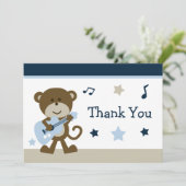 Carte de remerciements Baby shower singe (Debout devant)