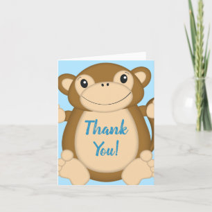 Carte De Remerciements Baby shower singe bleu