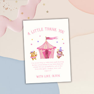 Carte De Remerciements Baby shower singe de cirque rose mignon unique
