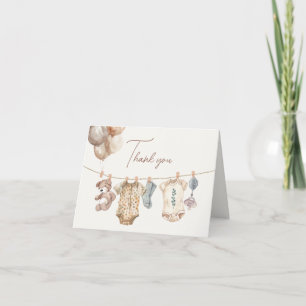 Carte De Remerciements Baby shower Soft Boho Neutral Vêtements de bébé